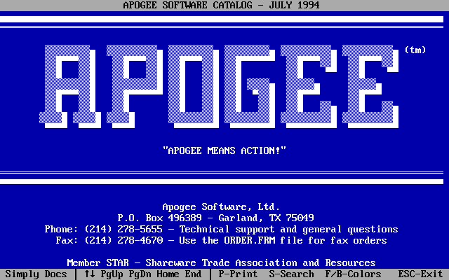 Apogee Software catalog