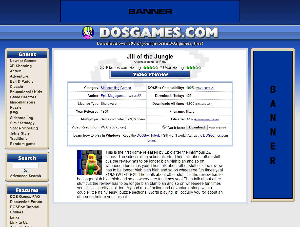 DOSGames design circa 2007
